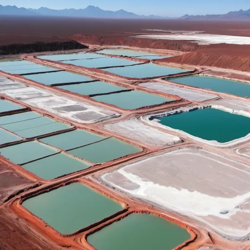 Prompt: Lithium mining pond in Latin America