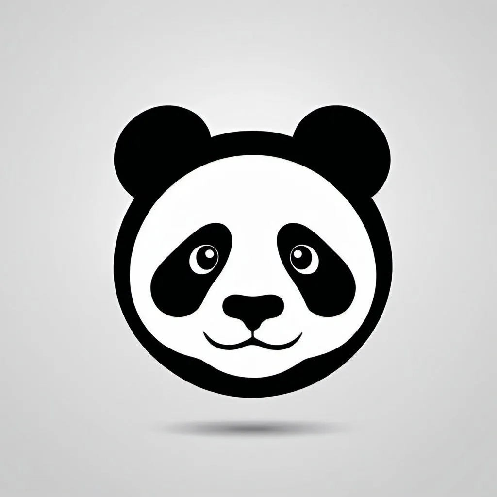 Prompt: panda face for app logo, black and white theme