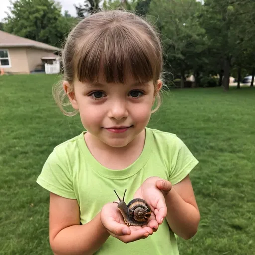 Prompt: preschooler holding a snail