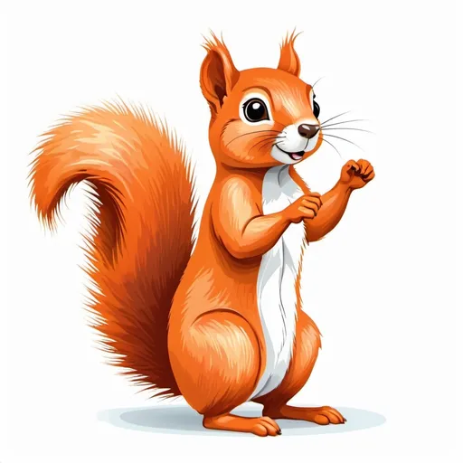 Prompt: (stretching squirrel illustration), (transparent background), full body, whimsical and playful design, highly detailed orange fur texture, bright and vibrant color palette, charming expression, bold outlines for emphasis, suitable for art prints, captivating eyes that evoke curiosity, engaging pose to showcase character traits, 2D vector style, ultra-detailed elements.