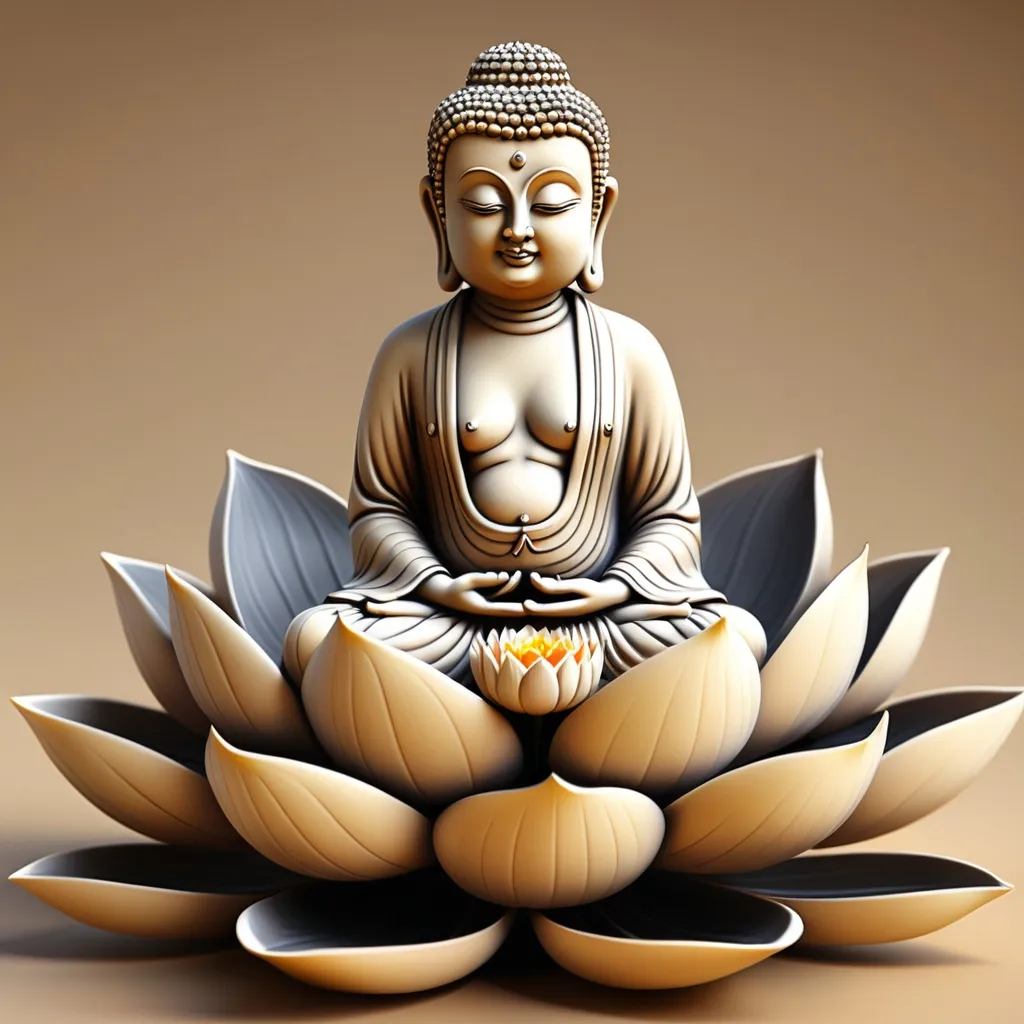 Prompt: Budha stand on lotus 3d image