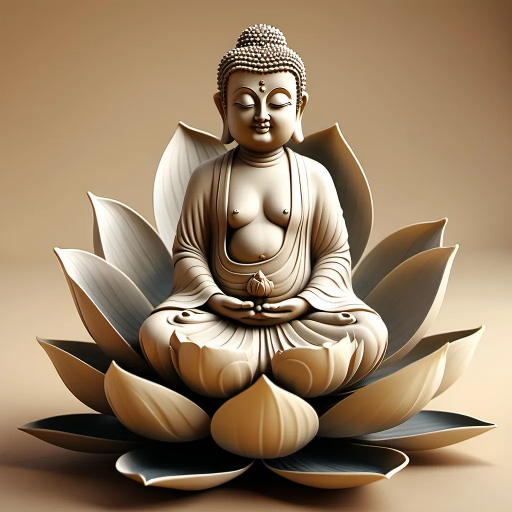 Prompt: Budha stand on lotus 3d image