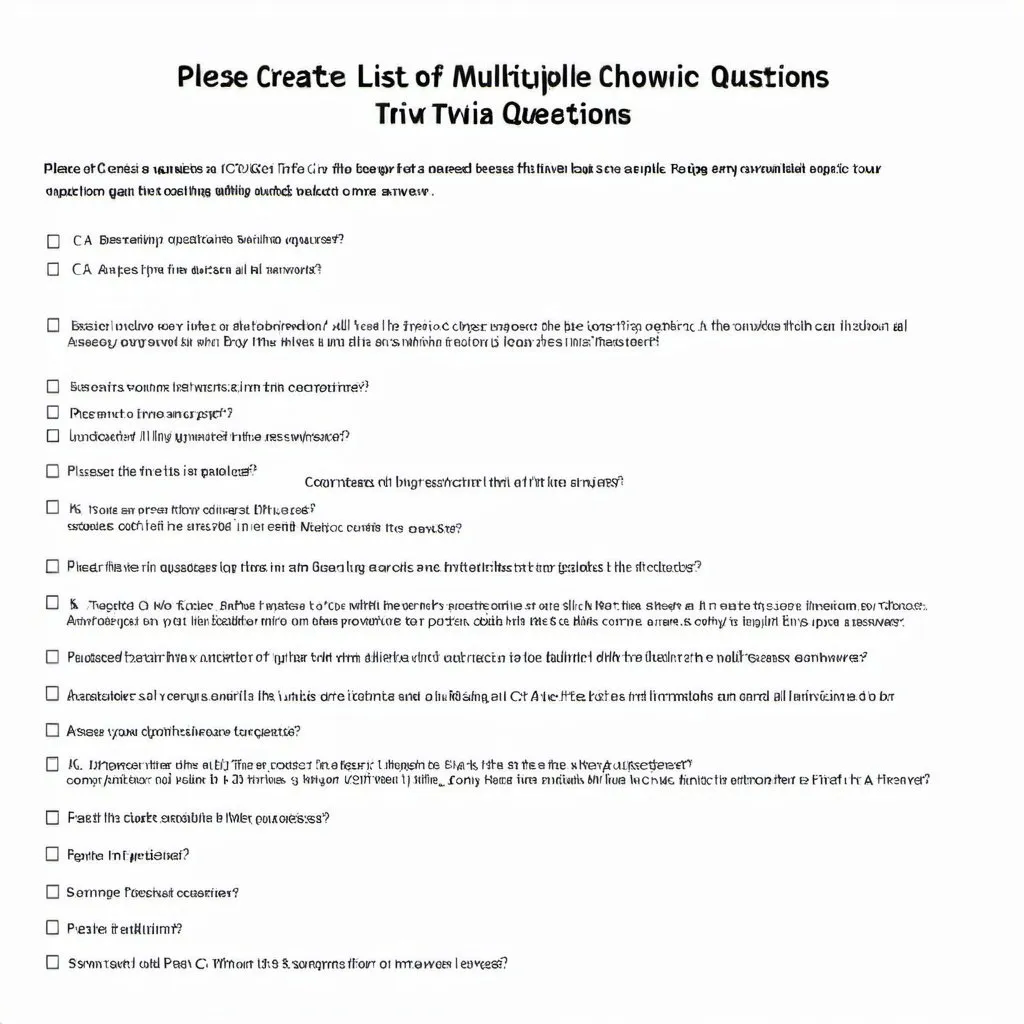 Please create a List of five multiple Choice Trivia...