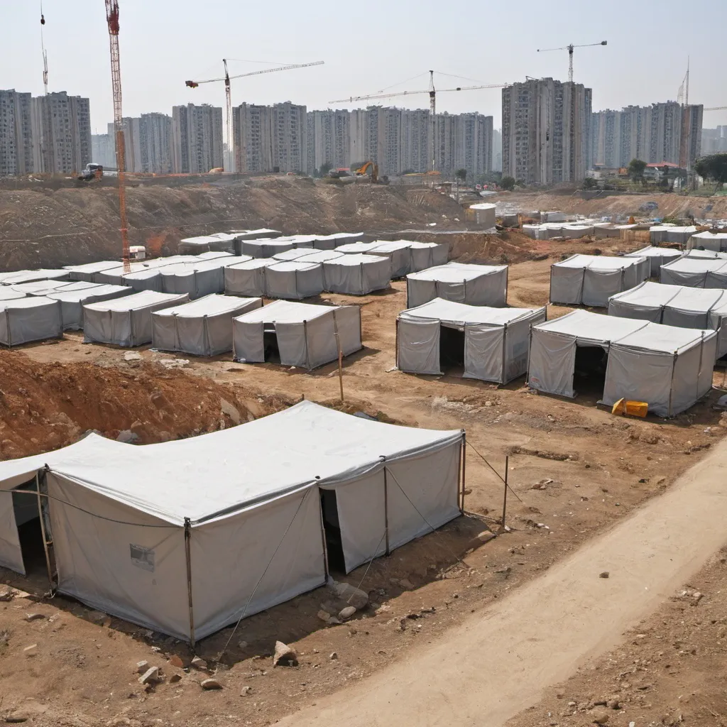 Prompt: temporary settlements near construction sites
