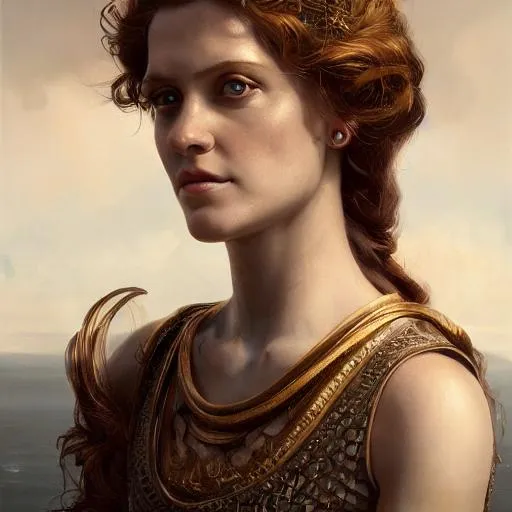 Prompt: Portrait of Helen of Troy with picturesque hair and with cute face, Troy, perfect composition, hyperrealistic, super detailed, 8k, high quality, trending art, trending on artstation, sharp focus, studio photo, intricate details, highly detailed, by greg rutkowski