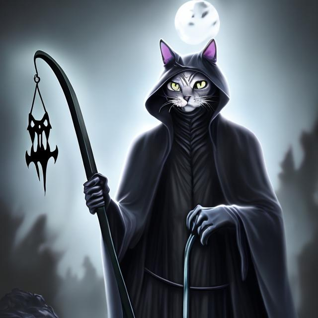 Prompt: Cat grim reaper