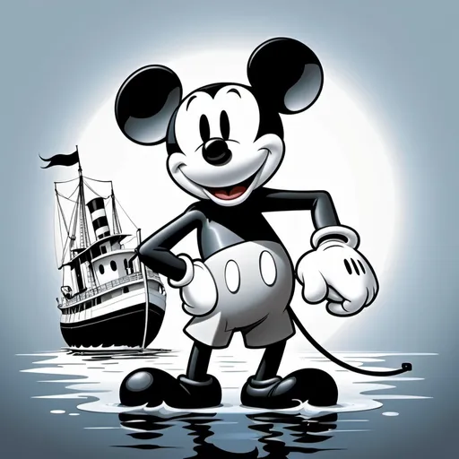 Prompt: Steamboat Willie, cartoony