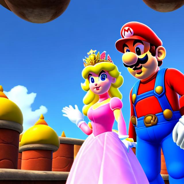 Prompt: Princess Peach and Mario 