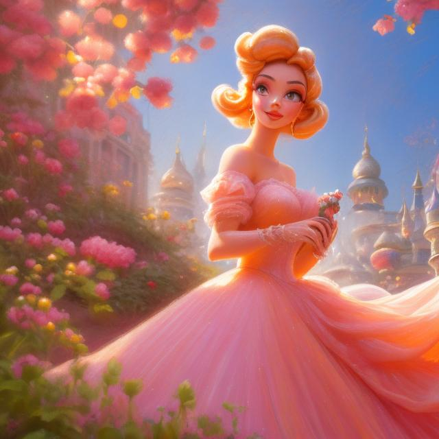 Prompt: Digital style painting, Princess Peach, style of Pixar, pink dress, Fragonard, highly-detailed, cinematic, washed out palette, soft pastel color palette, light trails, sunny day, translucent, iridescent, long hair, arms visible, perfect composition, hyperrealistic, super detailed, 8k, high quality, sharp focus, intricate details, highly detailed, dynamic lighting, detailed and intricate environment, highest quality