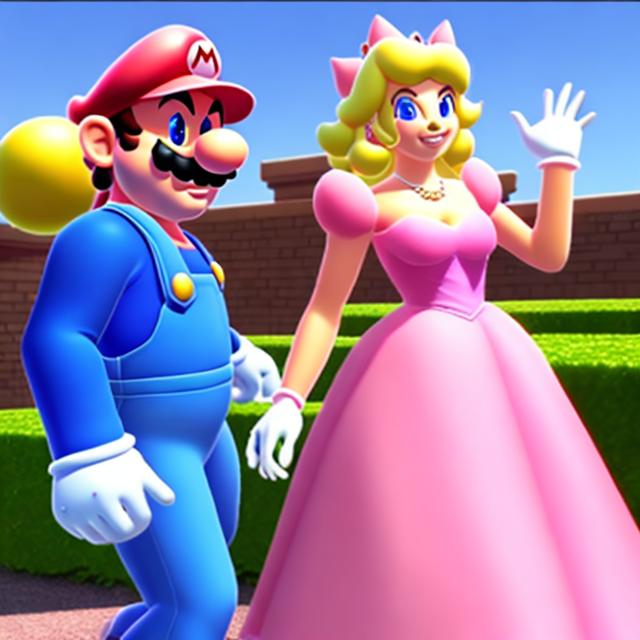 Prompt: Princess Peach and Mario