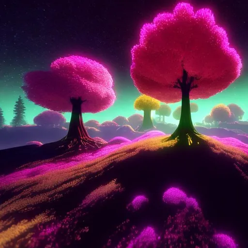 Prompt: Glowing tree growing worlds