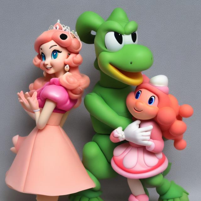 Prompt: Princess Peach and Yoshi