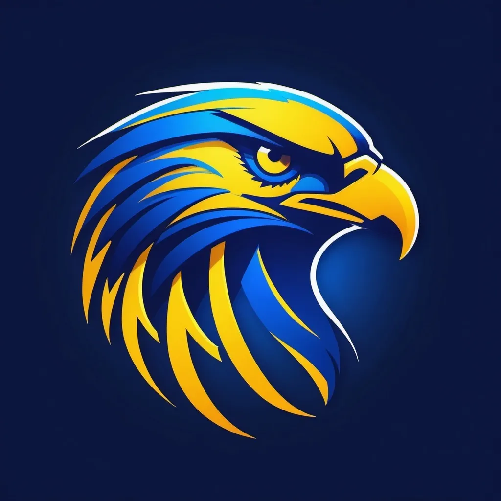 Prompt: a 2d logo of a hawk with thunder coming off of it