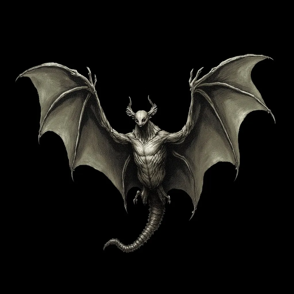 Prompt: A fantasy were-bat on a black background