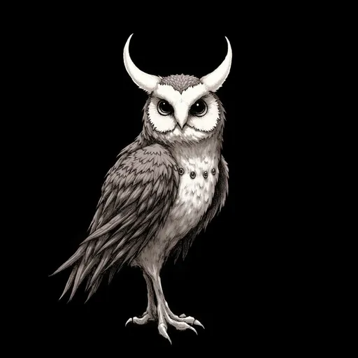 Prompt: An owl pokemon on a black background, high-contrast, oldschool fantasy