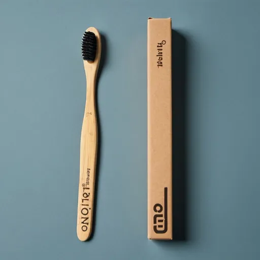 Prompt: Bamboo toothbrush with the word "Tinta" on it