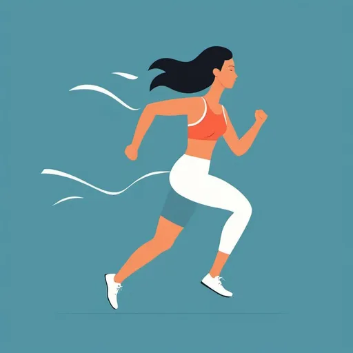 Prompt: Flat illustration a woman running for her life, simple forms, simple shapes, vector, minimalism