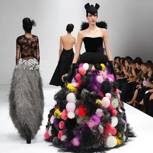 Prompt: Create an avant-garde dress that defies traditional fashion norms and incorporates unexpected elements. 