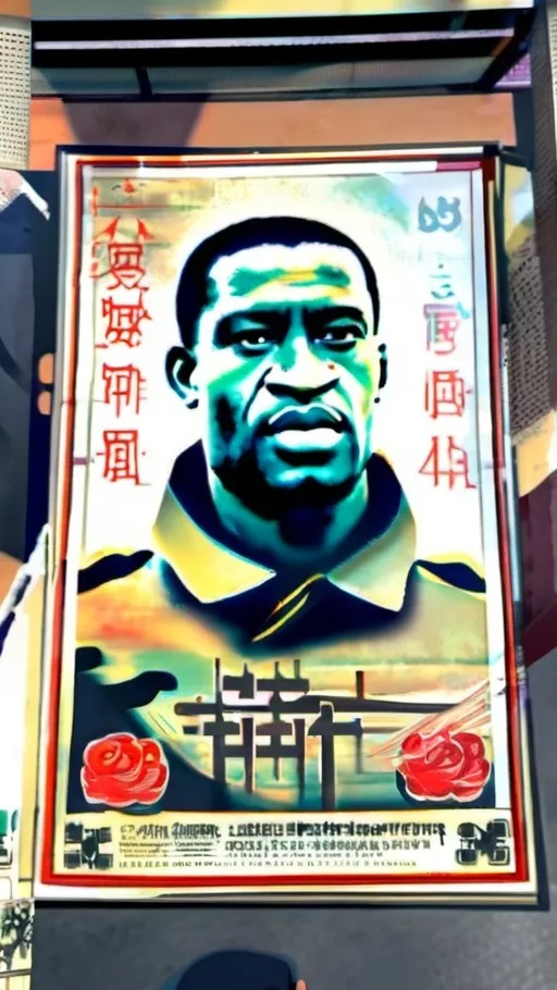 Prompt: Chinese propaganda poster from the cultural revolution, portrait of George Floyd 