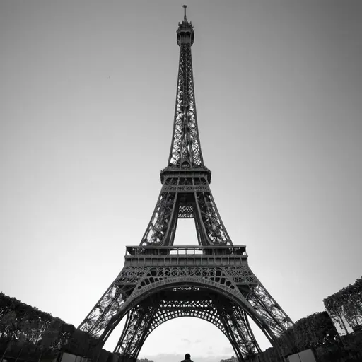 Prompt: Make a picture of a eiffel tower taken under the eiffel tower make it like a profile