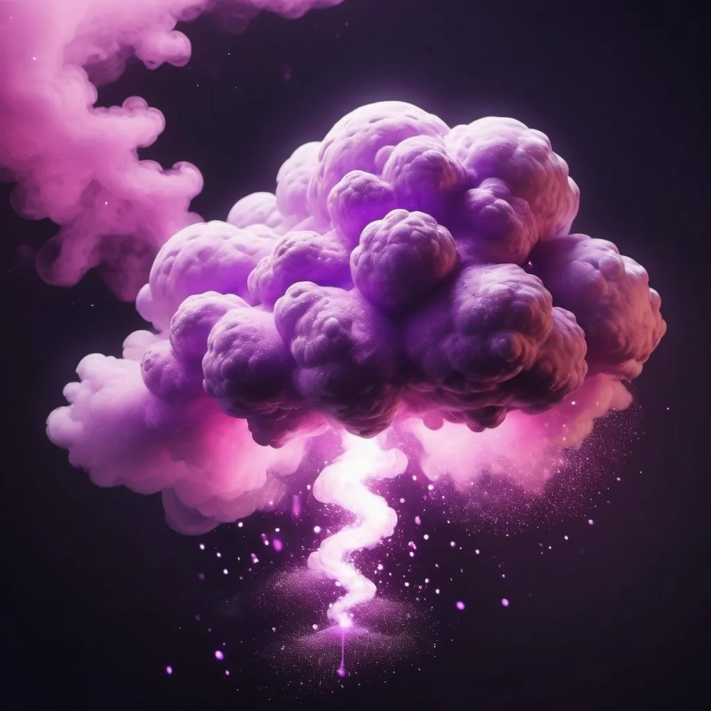 Prompt: Poisonous cloud, toxic gas, ethereal, purple, pink, glimmer, glitter, banner, 4k
