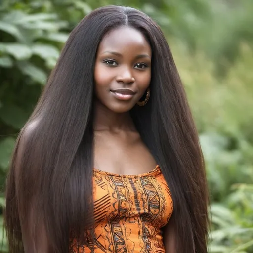 Prompt: A beautiful very fair skinned african woman with lush long hair