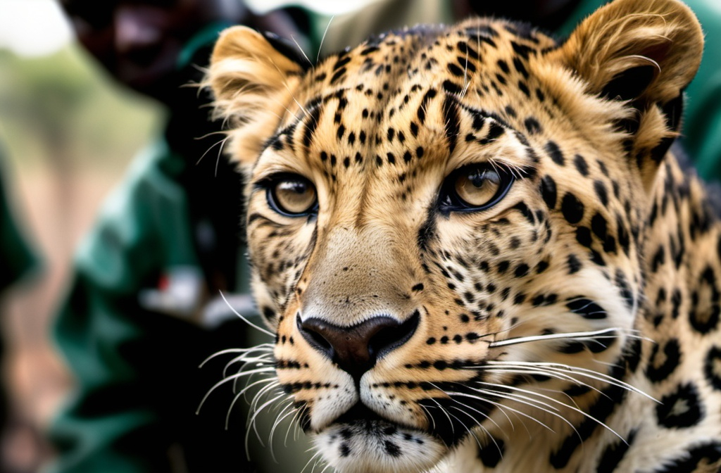 Prompt: Foreground:

A close-up of the leopard's face showing distress (e.g., visible parasites, matted fur, or sad eyes) to evoke empathy and curiosity.

Add a subtle glow or highlight on the leopard's eyes to make them stand out.

Background:

A blurred image of wildlife rescuers in action (e.g., holding nets, medical kits, or approaching the leopard) to show the "rescue" theme.

Use a jungle or savanna backdrop to emphasize the wild setting.

Text Overlay:

Bold, large text: "DARING LEOPARD RESCUE!" (use a striking font like Impact or Bebas Neue).

Smaller text below: "Infested with Parasites!" (to highlight the problem and intrigue viewers).

Use contrasting colors (e.g., yellow text with a black outline) to make the text pop.

Emotional Triggers:

Add a red arrow or circle pointing to the parasites on the leopard (to draw attention to the problem).

Include a "WARNING" or "GRAPHIC" badge in the corner to create curiosity and urgency.

Color Palette:

Use warm, dramatic colors like orange, red, and yellow to evoke urgency and emotion.

Contrast with cool tones (e.g., green jungle background) to make the leopard and text stand out.

AI-Generated Thumbnail Ideas:
Here’s how you can create this thumbnail using AI tools like Canva, MidJourney, or DALL-E:

Prompt for AI Tools:

"A close-up of a distressed leopard with visible parasites on its fur, surrounded by blurred wildlife rescuers in a jungle setting. Bold yellow text saying 'DARING LEOPARD RESCUE!' with a red arrow pointing to the parasites. Dramatic lighting, warm colors, and a 'WARNING' badge in the corner."

Example Layout:

Top Third: Bold text "DARING LEOPARD RESCUE!" in yellow with a black outline.

Middle Third: Close-up of the leopard's face with visible parasites and sad eyes.

Bottom Third: Smaller text "Infested with Parasites!" and a red arrow pointing to the parasites.

Tools to Use:

Canva: Use their YouTube thumbnail templates and add dramatic filters, text, and icons.

MidJourney/DALL-E: Generate the leopard and rescue scene, then edi