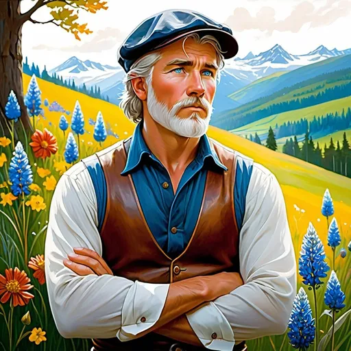 Prompt: Appearance: Arnulf is a bear of a man, broad-shouldered and thick-necked. His arms are corded with muscle, and his hands, despite their calluses, retain a surprising dexterity. A shock of prematurely gray hair peeks out from under his leather cap. However, his most striking feature is a pair of deep blue eyes that often seem to be gazing at some distant horizon, far from the dusty confines of his forge.
Disgruntled Dream: Since childhood, Arnulf has been captivated by color. He'd sneak away from his father's workshop, mesmerized by the vibrant wildflowers that dotted the meadows. His true passion lies in capturing the beauty of the world on canvas, not shaping metal with fire. However, societal expectations and the need to support his family pushed him towards the family business.
Outlet for Frustration: The only hint of Arnulf's hidden desire lies in the meticulous detail he pours into his metalwork. He crafts intricate scrollwork onto sword hilts and leaves delicate floral patterns etched into horseshoes. While others see mere decoration, Arnulf sees a desperate attempt to express his artistic soul through the only medium available to him.