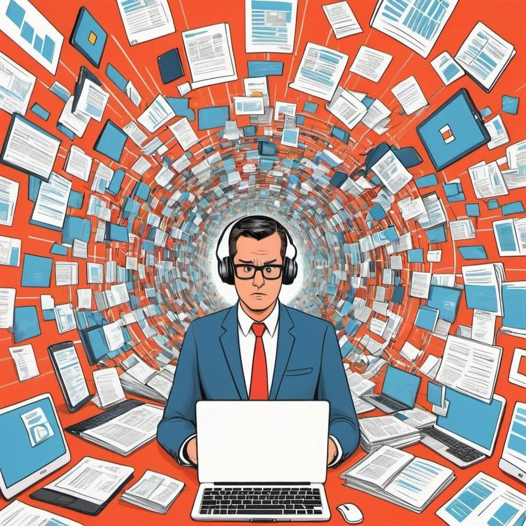 Prompt: a cartoonish depiction of information overload