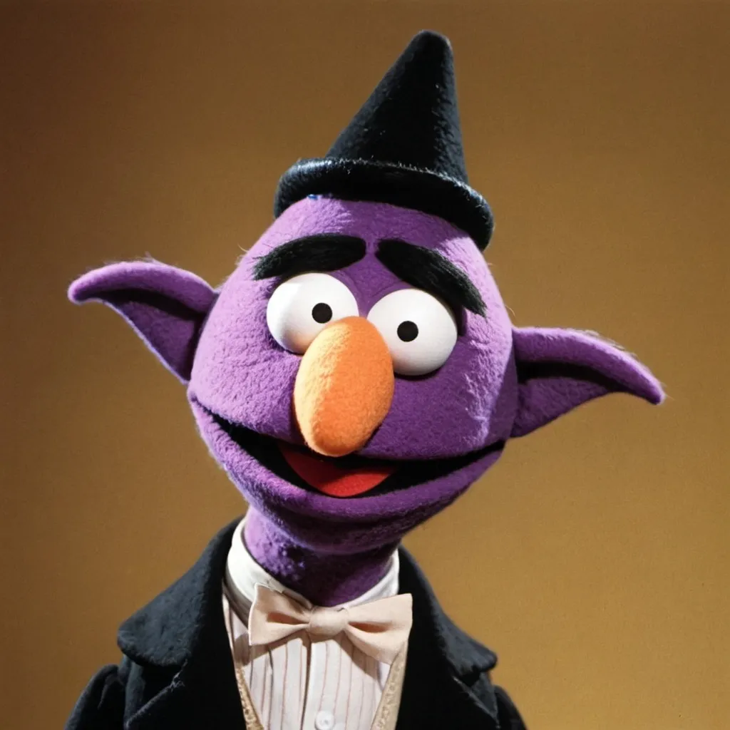 Prompt: The Count, a cute looking muppet from Sesame Street.