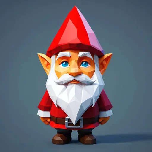Prompt: Low Poly portrait gnome NPC with white eyes