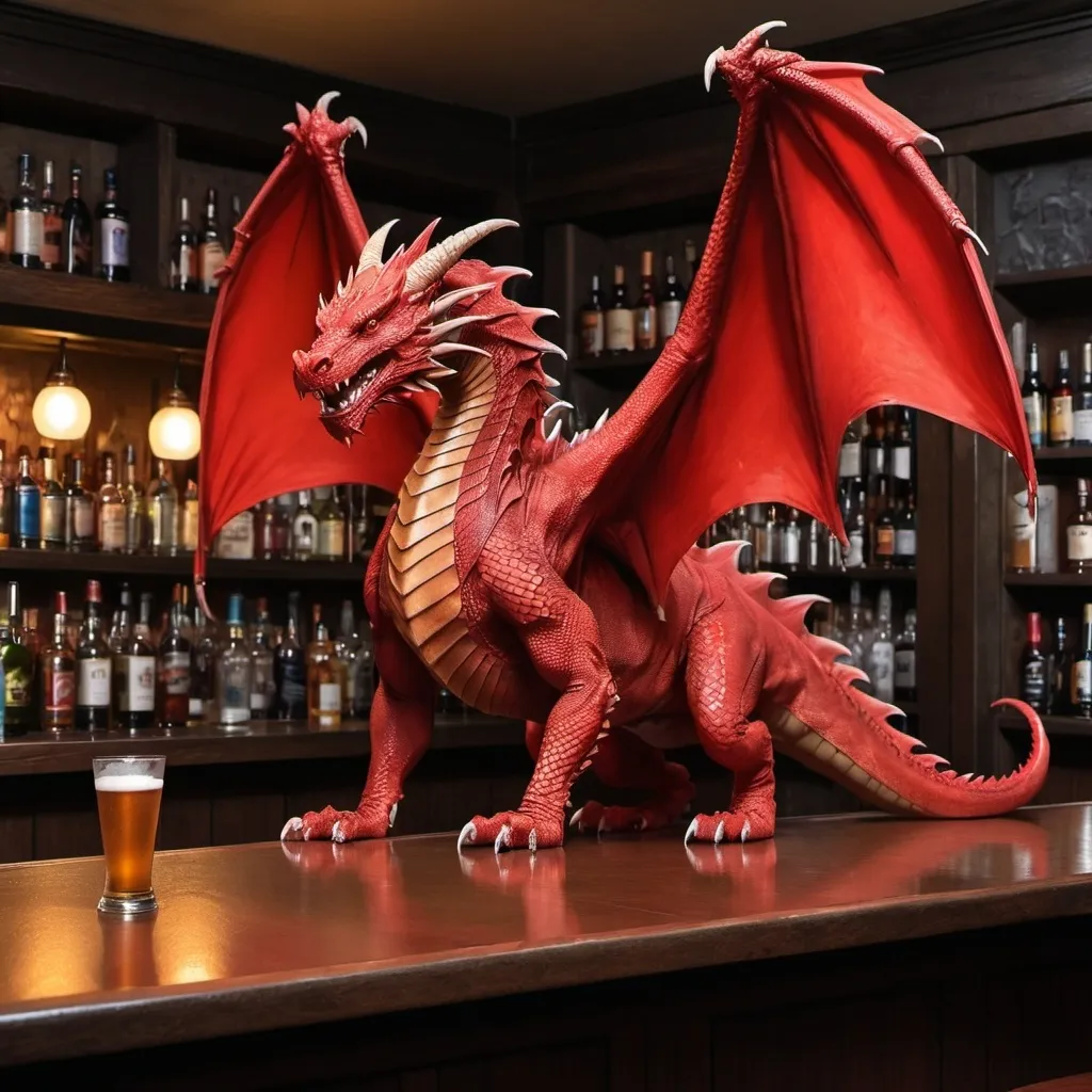 Prompt: An adult red dragon walks into a bar. Roll for initiative.