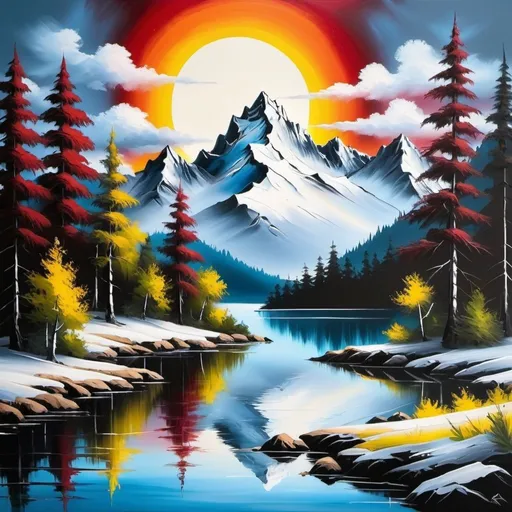 Prompt: art in the style of bob ross
