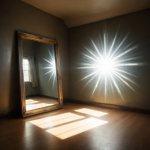 Prompt: an artistic study of how sunrays reflect on mirrors