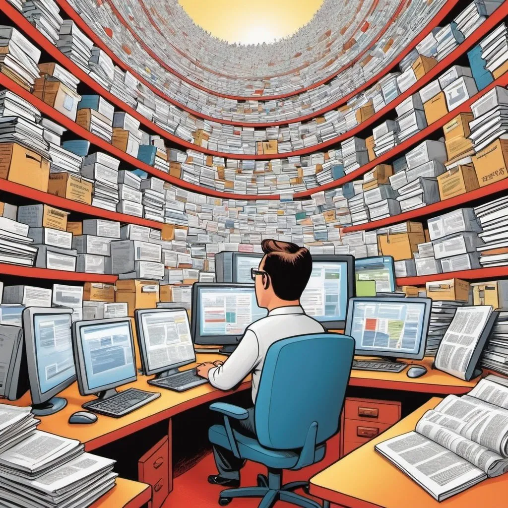 Prompt: a cartoonish depiction of information overload