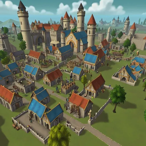 Prompt: old school runescape UHD varrock grand exchange landscape