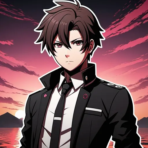 Prompt: protagonist in danganronpa art style