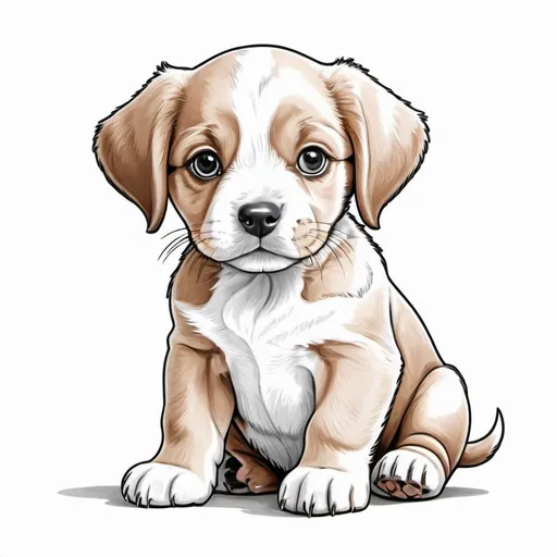 Prompt: puppy for coloring, white background
