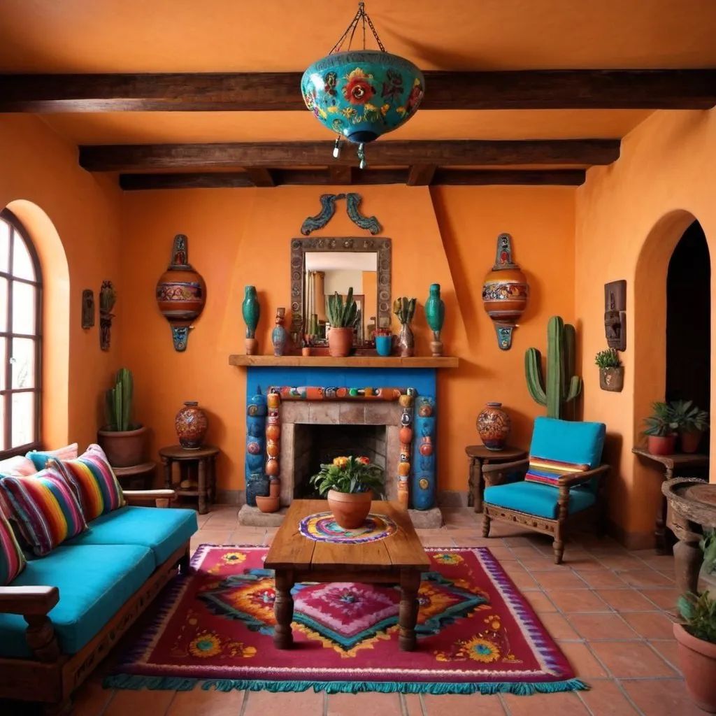 Prompt: mexican style living room