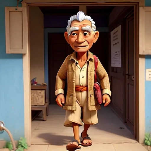 Prompt: old nepali male going to hospital