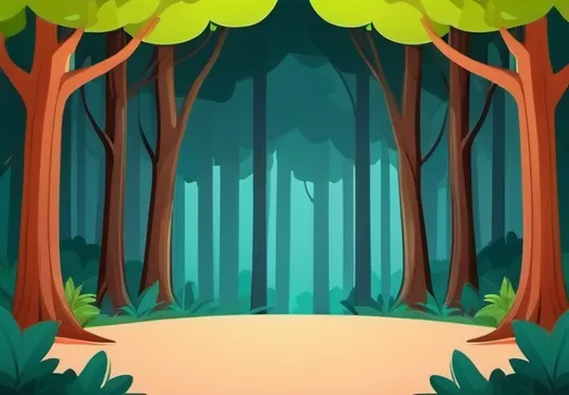 Prompt: background for the theater, forest edge, cartoon style, minimalism