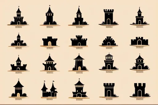 Prompt: logo search, fortress tower, simple shapes, many options, wood products brand, vector