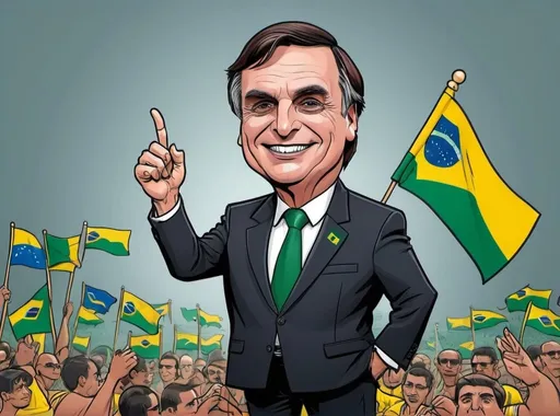 Prompt: bolsonaro cartoon com bandeira do brasil