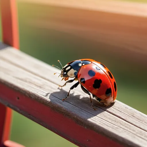 Prompt: female lady bug, sitting on a wooden chair, pulling on a cowboy boot onto it's foot to get ready for work hearding afids