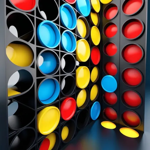 Prompt:  1584 x 396 pixels banner, 3D rendering of a vibrant Connect 4-inspired banner, bold colors and geometric shapes, high quality, ultra-detailed, modern, minimalistic design, primary colors, glossy finish, vibrant red, yellow, blue, black, geometric pattern, clean lines, polished, professional lighting