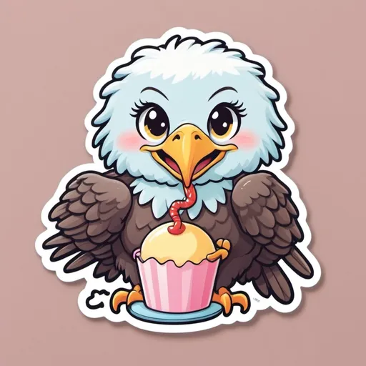 Prompt: Kawaii baby bald eagle eating a centipede, cute pastel colors, whimsical fantasy setting, delicate and charming details, high quality, kawaii, whimsical, pastel colors, delicate, cute, fantasy, detailed, charming, tight rope, adorable, highres, ultra-detailed, fantasy setting, lovely lighting
