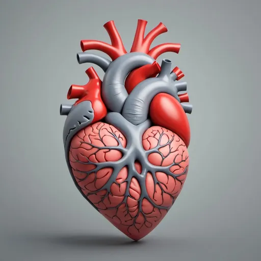 Prompt: Please create a logo. full color, using a real human heart structure as the outline, where the ventricles form a heart shape, and the visible interior looks like the folds of a brain and the coloration of the ventricle area is grey matter, have a hidden smiley face embedded within