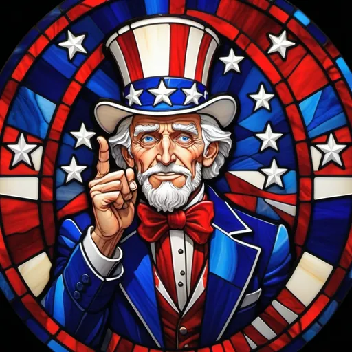 Prompt: (accurately spelled text  "wants you"), iconic Uncle Sam figure, character illustration, rich details in clothing, vibrant red, white, and blue color palette, dramatic lighting, commanding expression, engaging pose, stylized background with patriotic elements like stars and stripes, eye-catching poster-style composition, high definition, ultra-detailed rendering, evoking feelings of motivation and urgency. It will be used for a challenge coin. Thanks