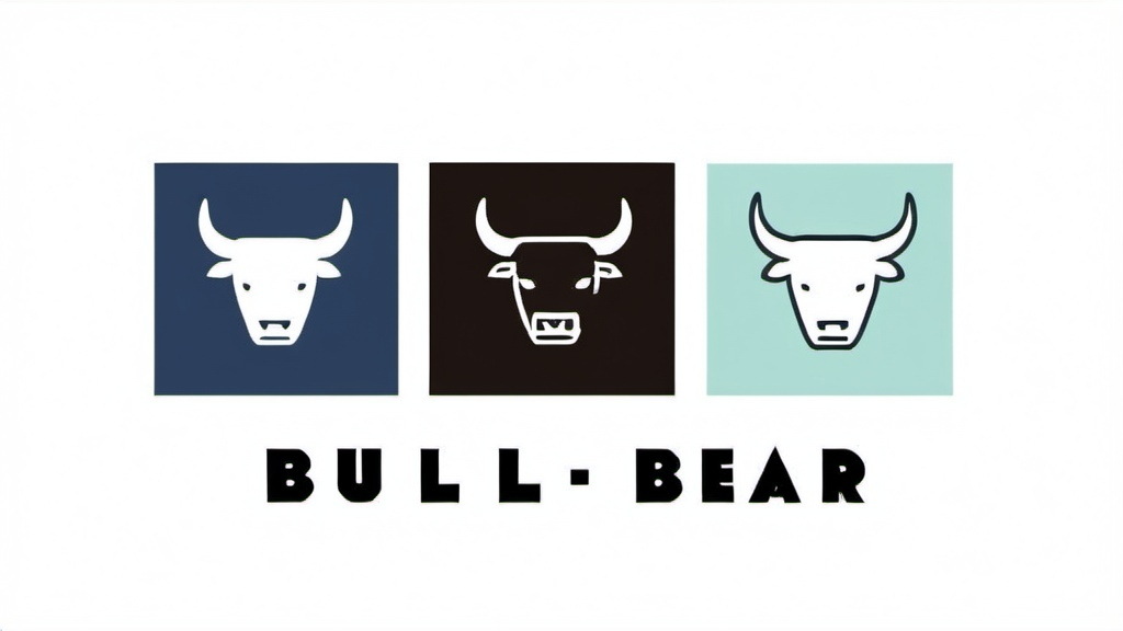 Prompt: a minimalist logo design, pastel colors and a retro aesthetic, bull and bear. 