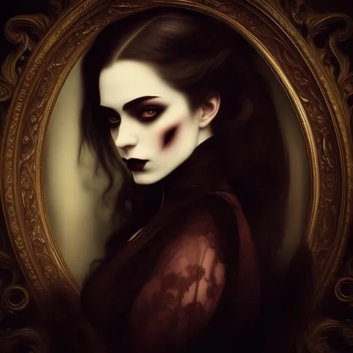 Prompt: victorian style, vampire, contrasting color, female, beautiful, detail, complex, ultra high definition, contrasting color, chiaroscuro, surreal, portrait, vintage, beautiful, grace, holy, shadowy, mixed, contrasting color